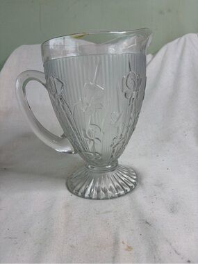 Posh Clear Embossed Floral Glass Pitcher